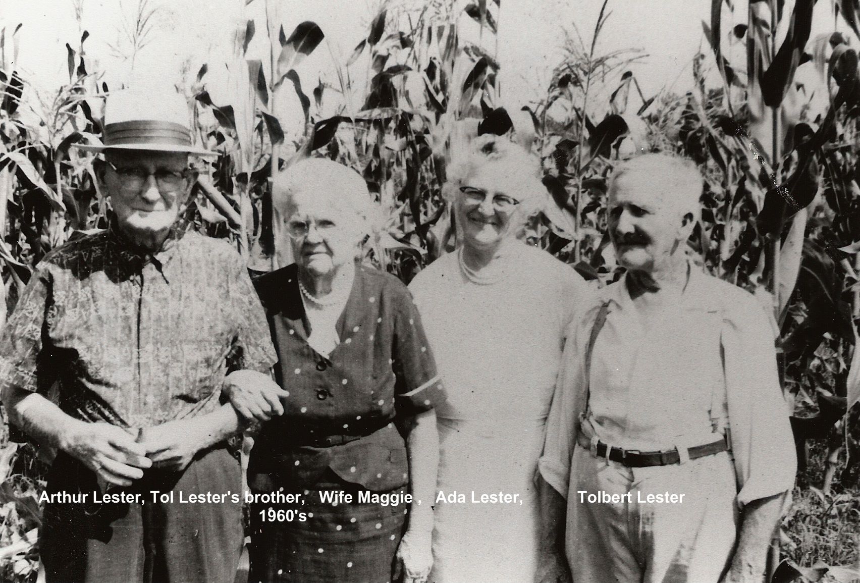 Lester/EditedTol's brothe Arthur & Maggie Lester 1960'sr in corn field.jpg